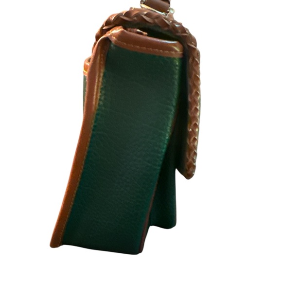 Dooney & Bourke Surrey Carrier Evergreen and British Tan Satchel Pebbled Leather - Picture 6 of 14